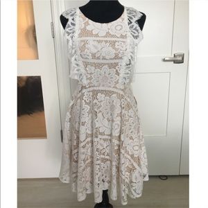 White and Nude Mini Lace Summer Dress ☀️